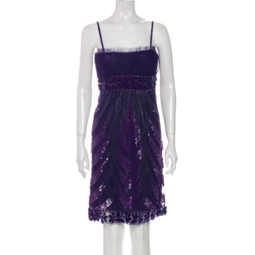 Valentino Vintage Purple Sequin Dress  Size XS